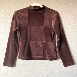 Vintage Y2K Jnz Velvet Checkered Long Sleeve Top